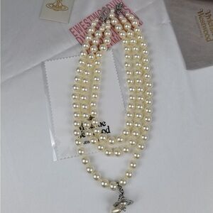 Vivienne Westwood Ivory Pearl Necklace with Silver Orb